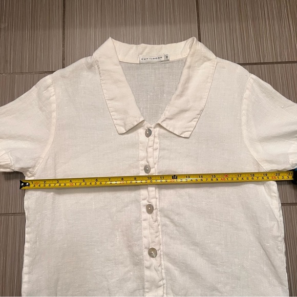 Cut Loose Short sleeve white Linen Button Up Shirt Size medium - Picture 9 of 10